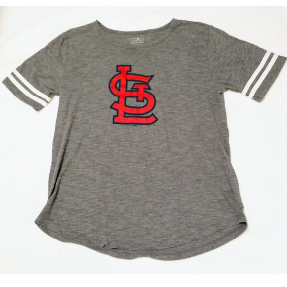 5th & Ocean Tops - 5th & Ocean St Louis Cardinals Womens Medium Grey Varsity Stripe MLB T-Shirt